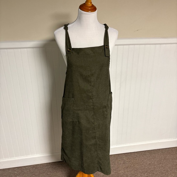 Dresses & Skirts - Olive Green Corduroy Pinafore Dress